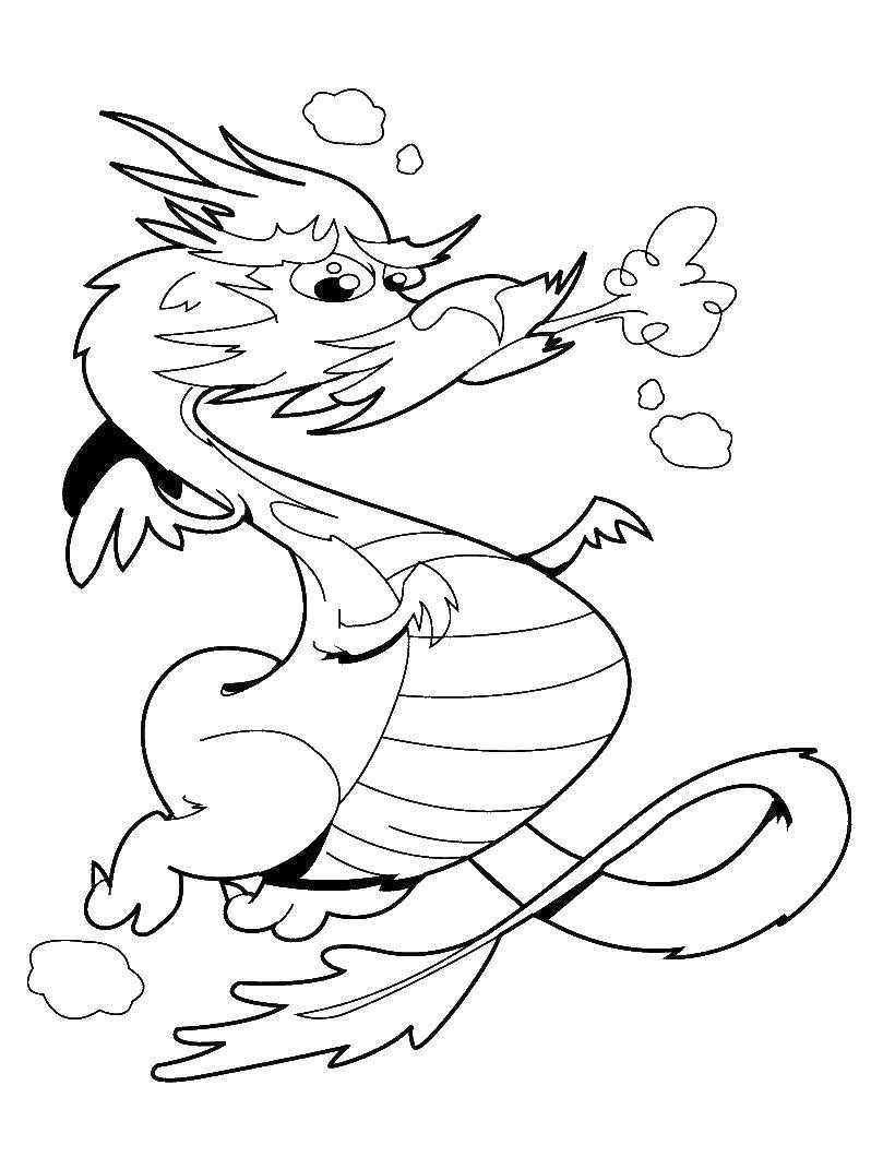 Coloring Dragon. Category Dragons. Tags:  dragon, dragon, fire, wings.