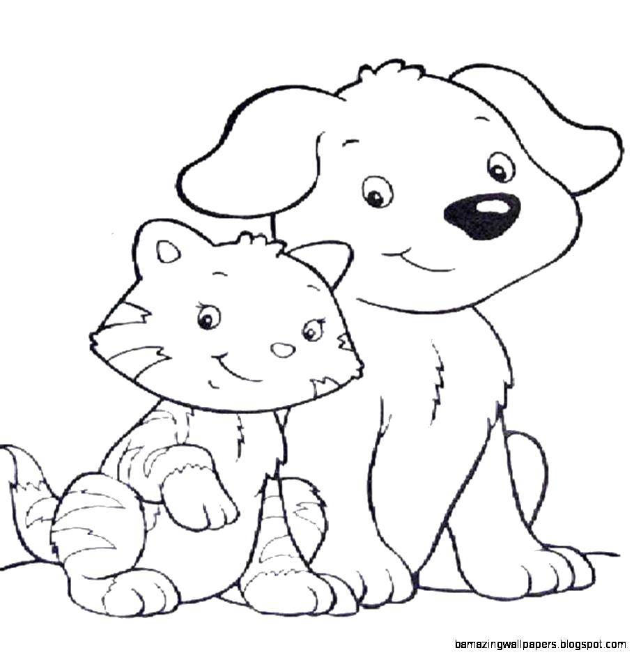 Coloring Friendly guys animals. Category Pets allowed. Tags:  Animals, kitten, puppy.