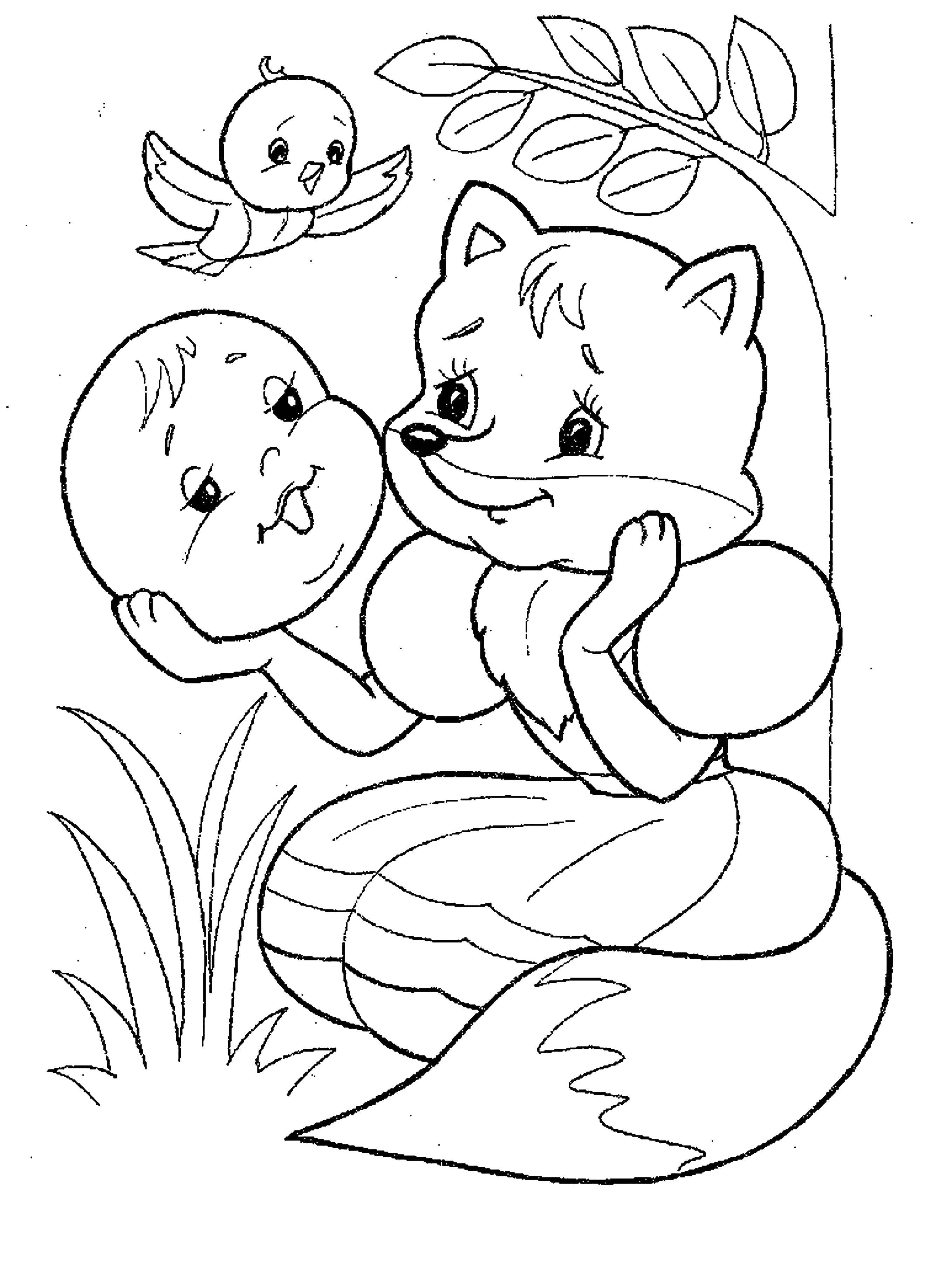 Coloring The gingerbread man and the Fox. Category Fairy tales. Tags:  gingerbread man , Fox.