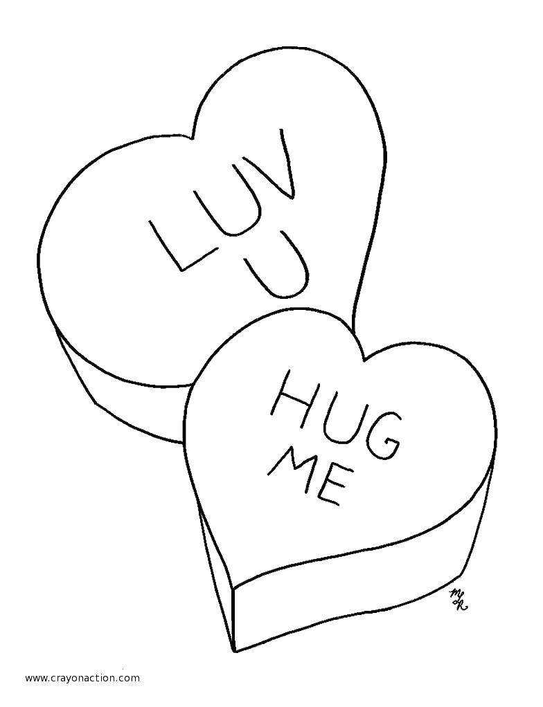 Coloring Love you, hug me. Category I love you. Tags:  love, hearts.