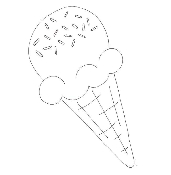 Coloring Ice cream cones with sprinkles. Category ice cream. Tags:  Ice cream, sweetness, children.
