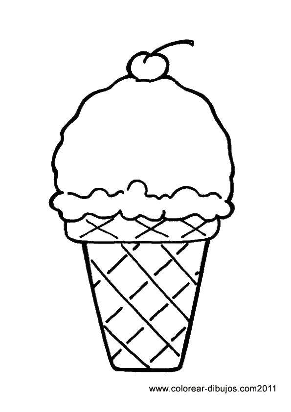 Coloring Ice cream in a glass with a cherry. Category ice cream. Tags:  ice cream Cup , cherry.