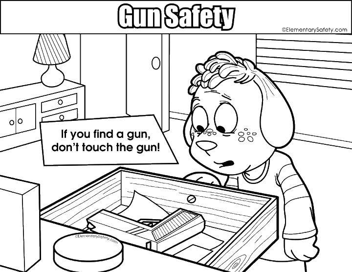 Coloring Gun safety. Category coloring. Tags:  Safety rules.