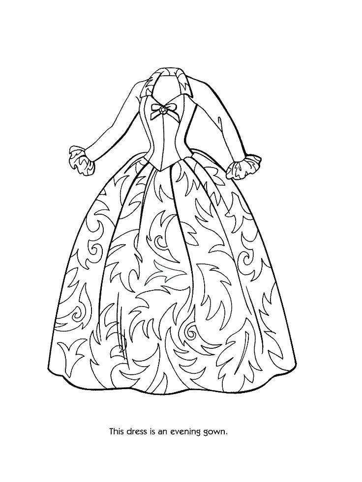 Coloring Dress for evening. Category Dress. Tags:  Clothing, dress.