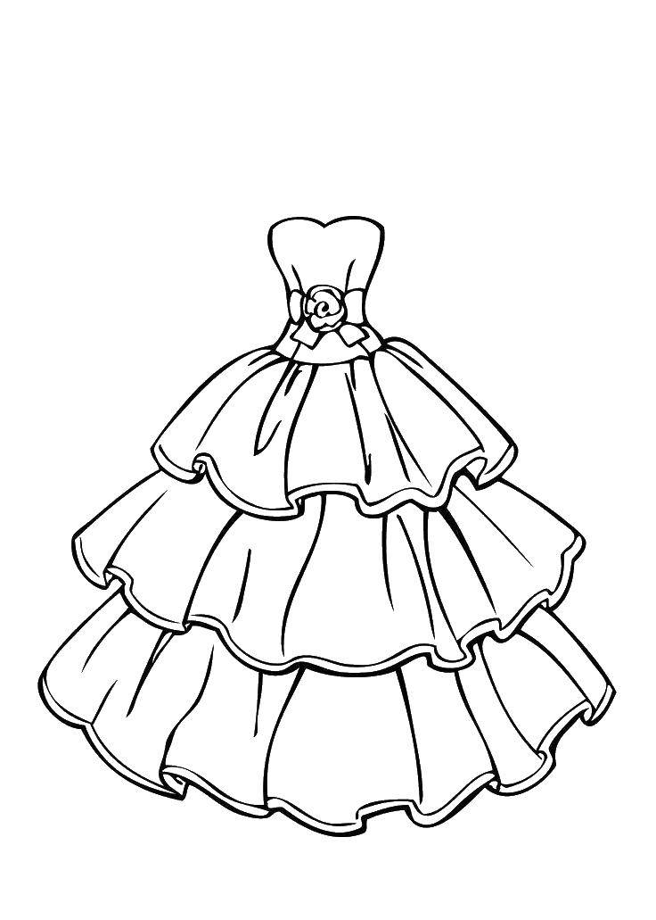 Coloring Dresses with ruffles. Category Dress. Tags:  dress, ruffle, flower.