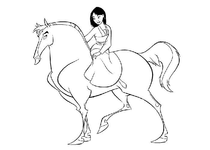 Название: Раскраска Принцесса на коне. Категория: принцесса. Теги: принцесса, конь.