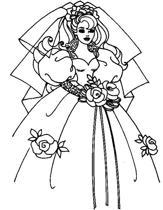Название: Раскраска Пышное платье для свадьбы. Категория: Платья. Теги: Одежда, платье.
