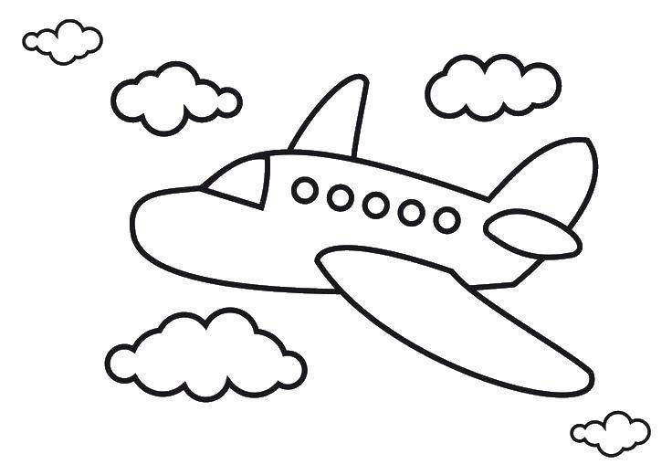 Название: Раскраска Самолет и облака. Категория: Самолеты. Теги: самолет, окна, облака.