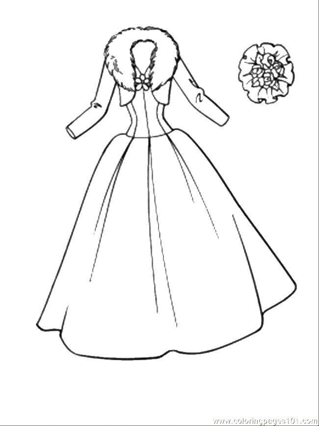 Название: Раскраска Шуба и платье. Категория: Платья. Теги: платье, шуба, цветы.