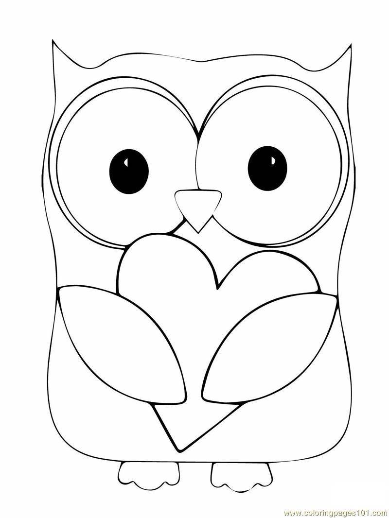 Coloring Owl with a heart♥. Category I love you. Tags:  Recognition, love.