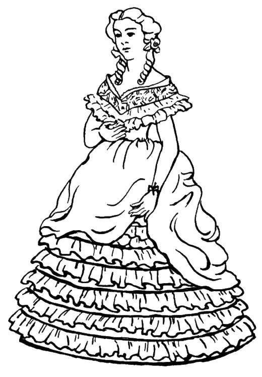 Название: Раскраска Средневековая леди. Категория: Платья. Теги: Одежда, платье.