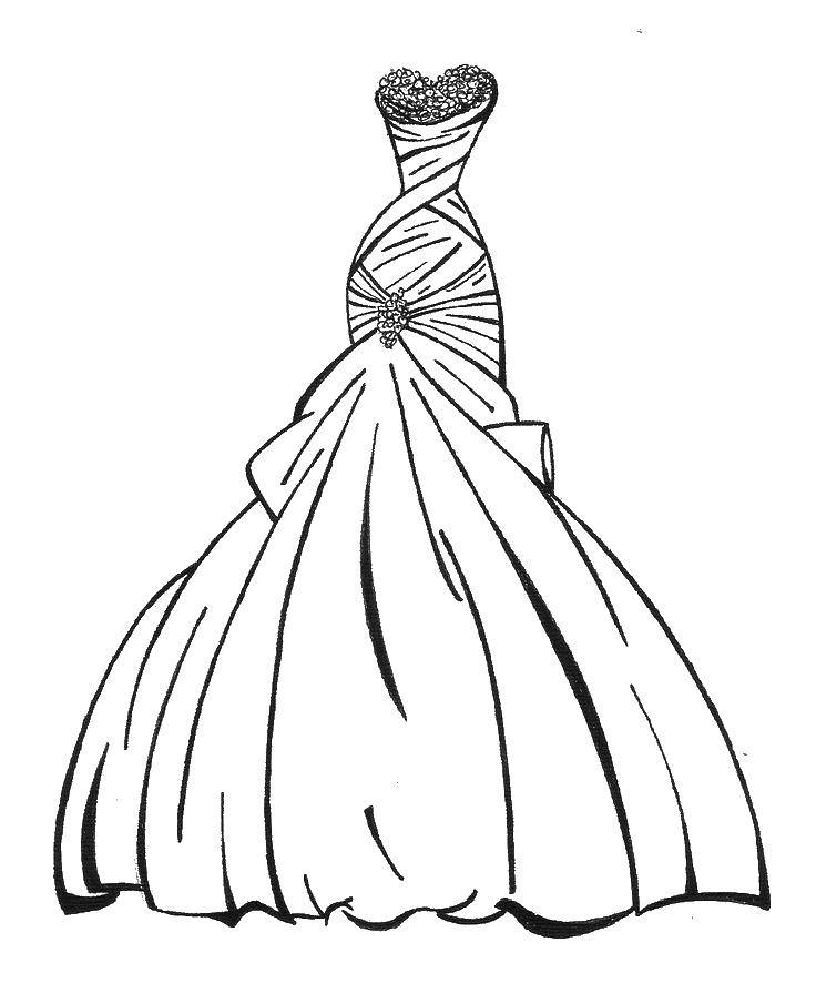Название: Раскраска Свадебное платье. Категория: Платья. Теги: платье, цветы.
