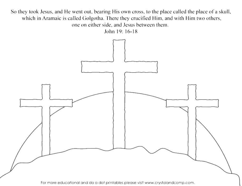 Coloring Three crosses. Category coloring pages cross. Tags:  cross contour.