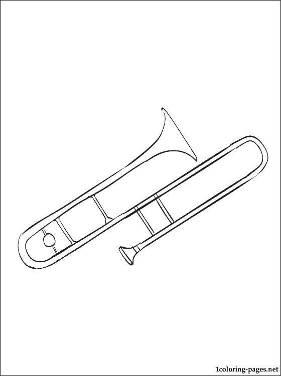 Название: Раскраска Труба. Категория: Музыка. Теги: труба, музыка, интсрумент.