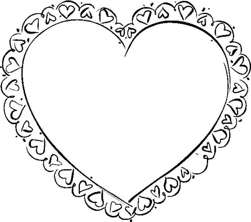 Название: Раскраска Валентика с кружевами. Категория: День святого валентина. Теги: валентинка, сердце, узоры.