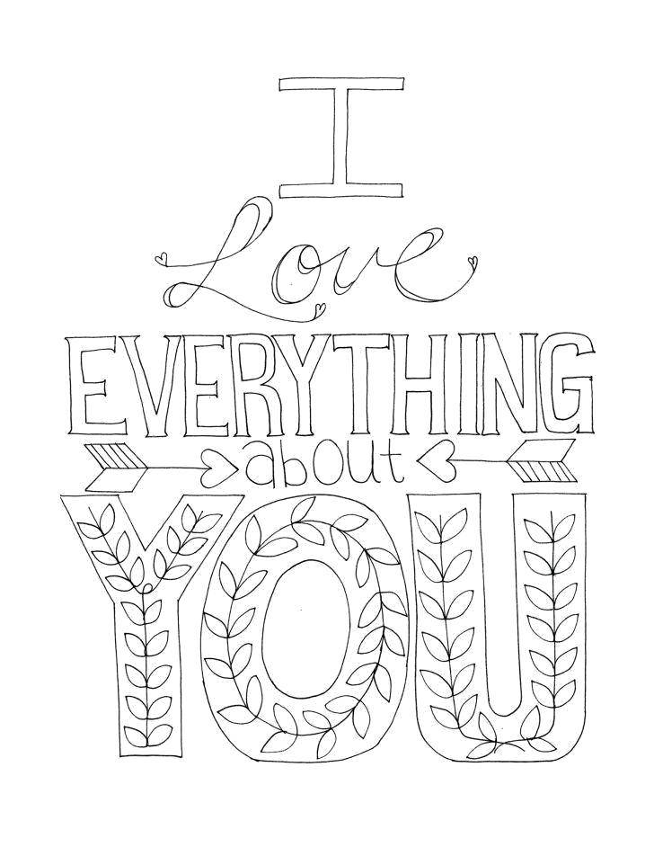 Coloring I love everything about you. Category I love you. Tags:  Recognition, love.