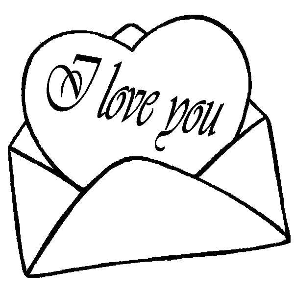 Coloring I love you envelope. Category I love you. Tags:  I love you, envelope, note.