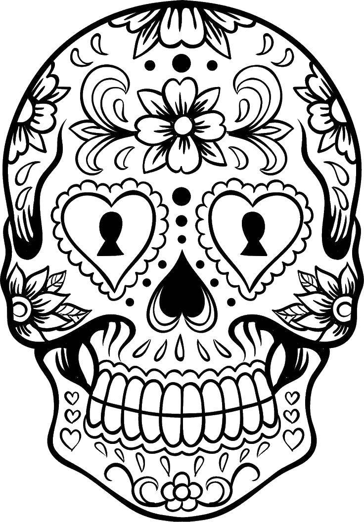 Coloring The skull and eyes in the form of a castle. Category Skull. Tags:  skull, castle, flowers.
