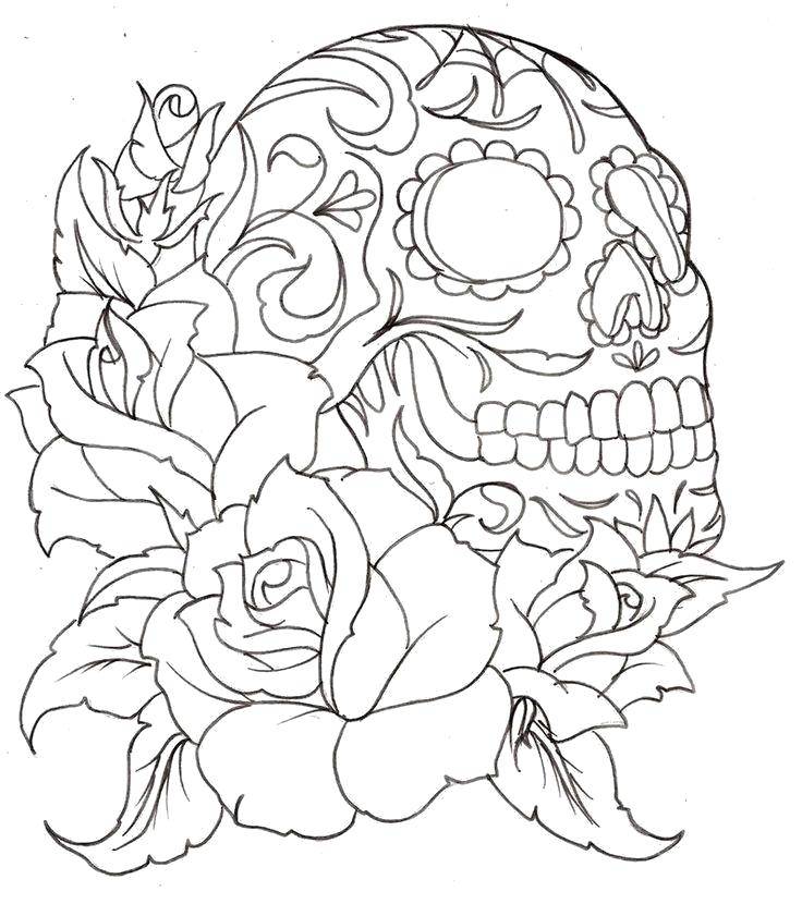 Coloring Skull on roses. Category Skull. Tags:  Skull.