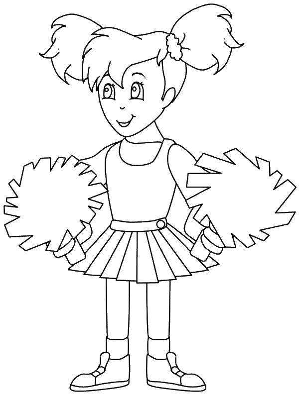 Coloring A girl in the support group. Category Sports. Tags:  Sports, cheerleader.
