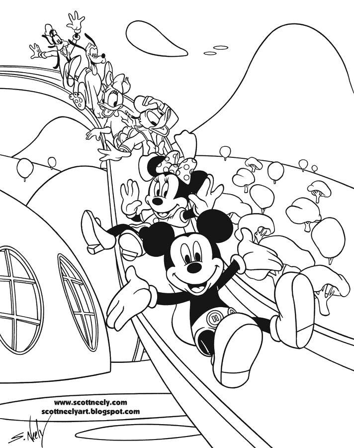 Coloring Disney characters having fun. Category Disney cartoons. Tags:  Disney, cartoon.