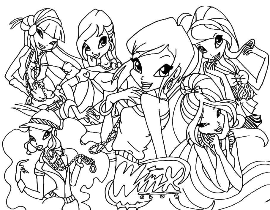 Coloring Winx fairies. Category For girls. Tags:  fairies winx.