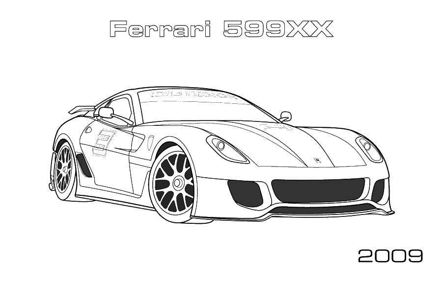 Coloring Ferrari 599хх. Category Sports. Tags:  Ferrari, car, wheel.