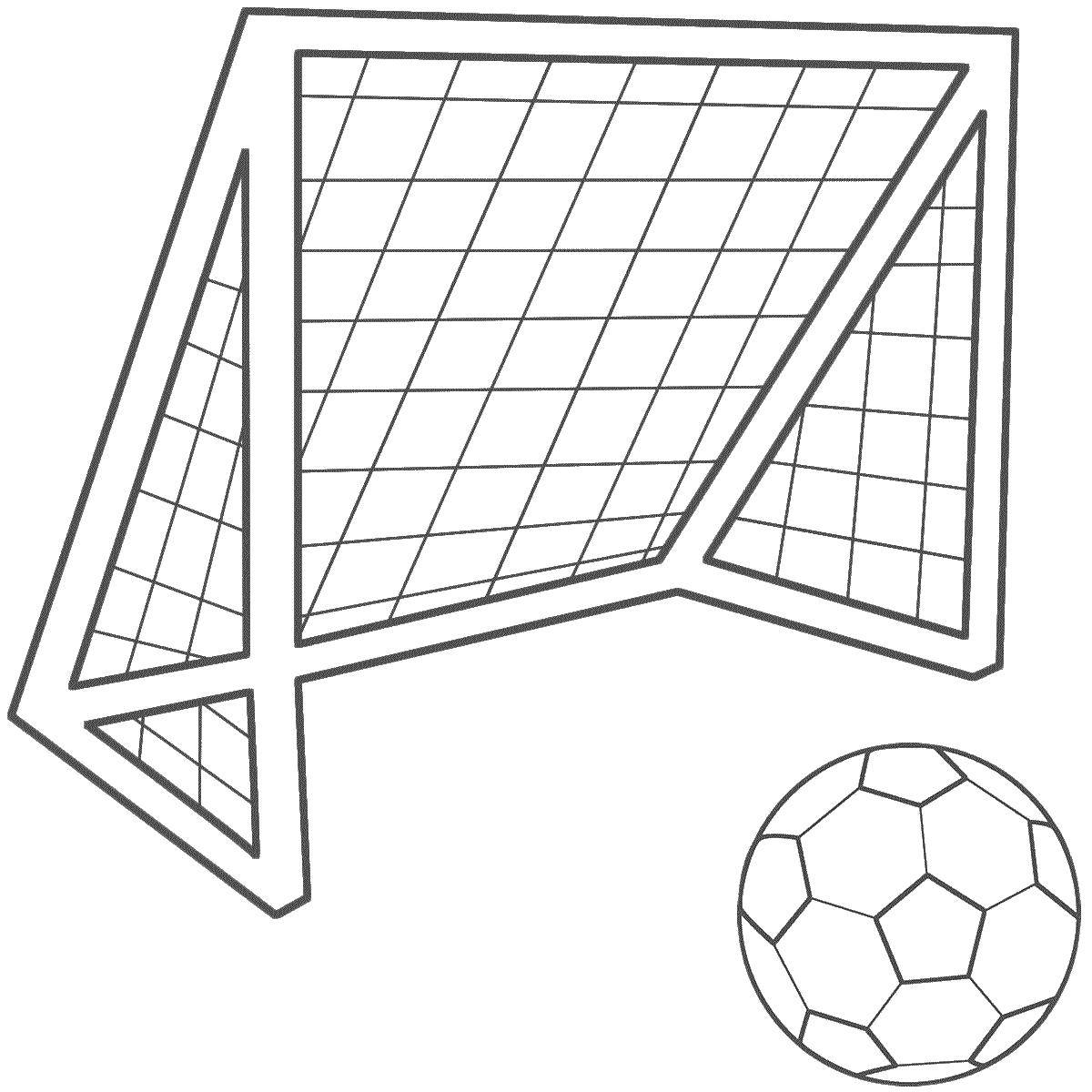 Coloring Soccer ball and gate. Category Sports. Tags:  Sports, soccer, ball, game.