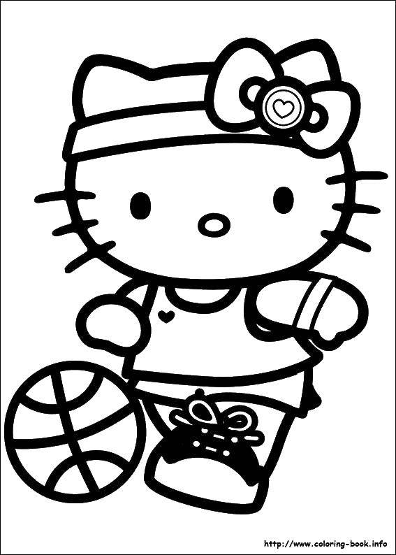 Coloring Hello kitty ball. Category Hello Kitty. Tags:  Hello kitty, cat, ball, football.