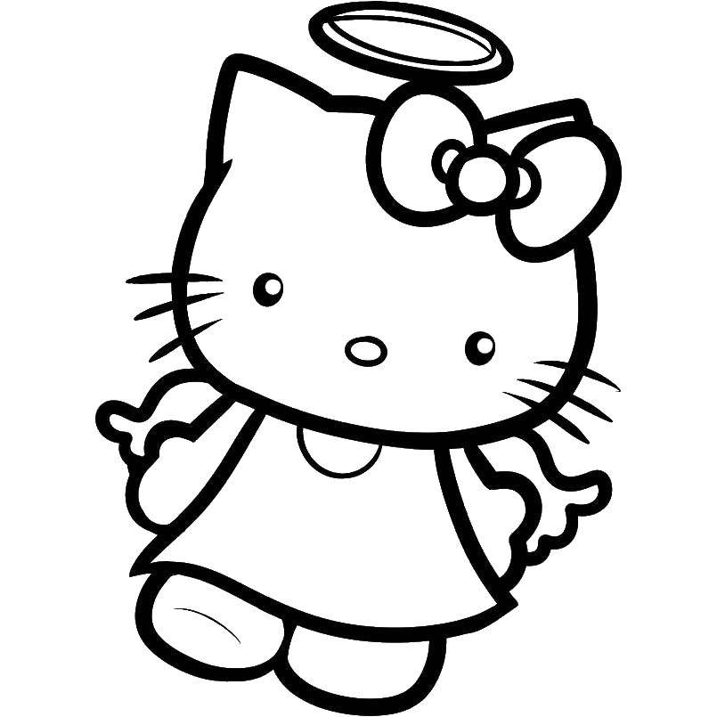 Название: Раскраска Китти просто ангел. Категория: Коты и котята. Теги: Хэллоу Китти.