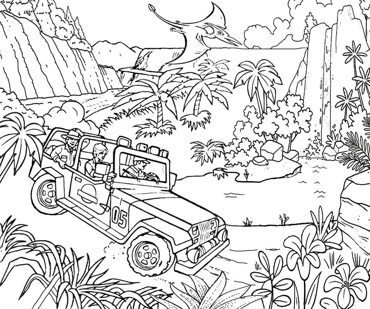 Coloring Maina in Jurassic Park. Category Jurassic Park. Tags:  Jurassic Park, dinosaurs, car.