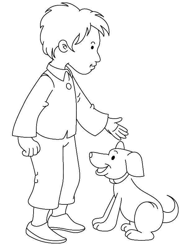 Скачать раскраски для мальчиков Мальчик с собакой