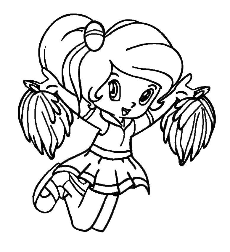 Coloring Little cheerleader. Category Sports. Tags:  Sports, cheerleader.