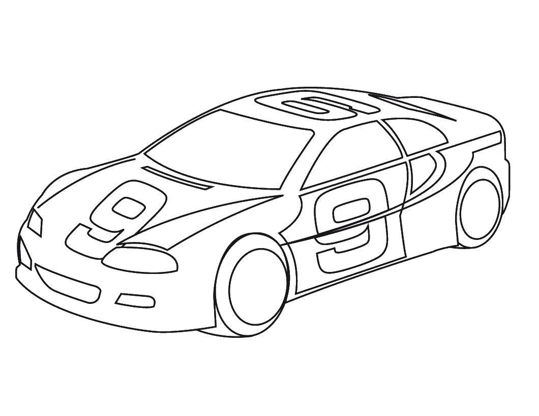 Coloring The car for the race at number 9. Category Sports. Tags:  machine, room, racing.