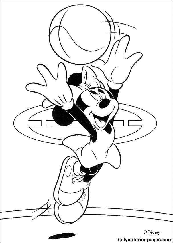 Coloring Minnie and basketball. Category Sports. Tags:  Minnie, dress, ball.