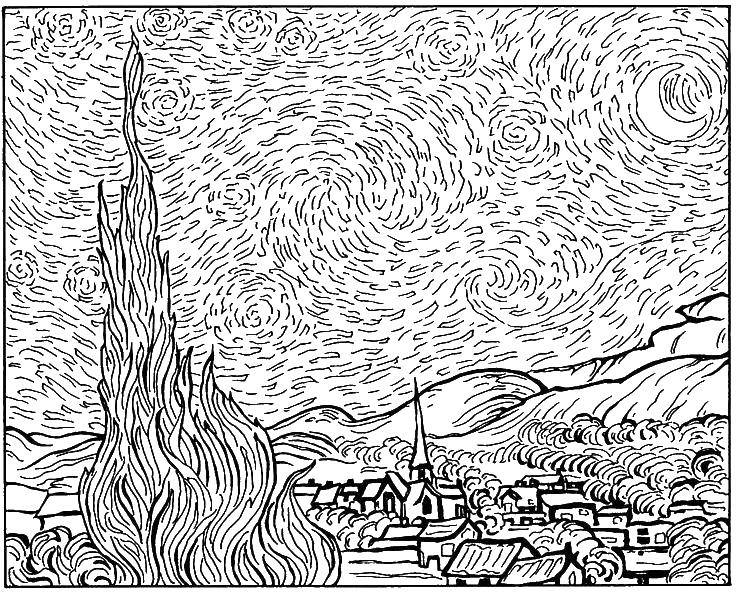 Coloring The world of van Gogh. Category coloring. Tags:  The picture.