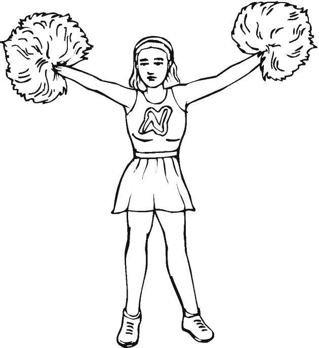 Coloring POM-poms. Category Sports. Tags:  Sports, cheerleader.