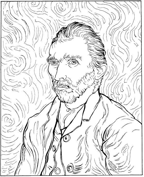 Название: Раскраска Портрет ван гога. Категория: раскраски. Теги: портрет, Ван Гог, картина.
