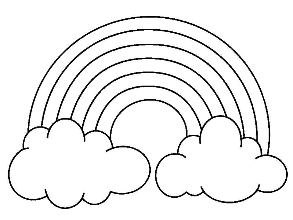 Coloring Fluffy clouds and rainbow. Category The rainbow. Tags:  Rainbow, clouds.