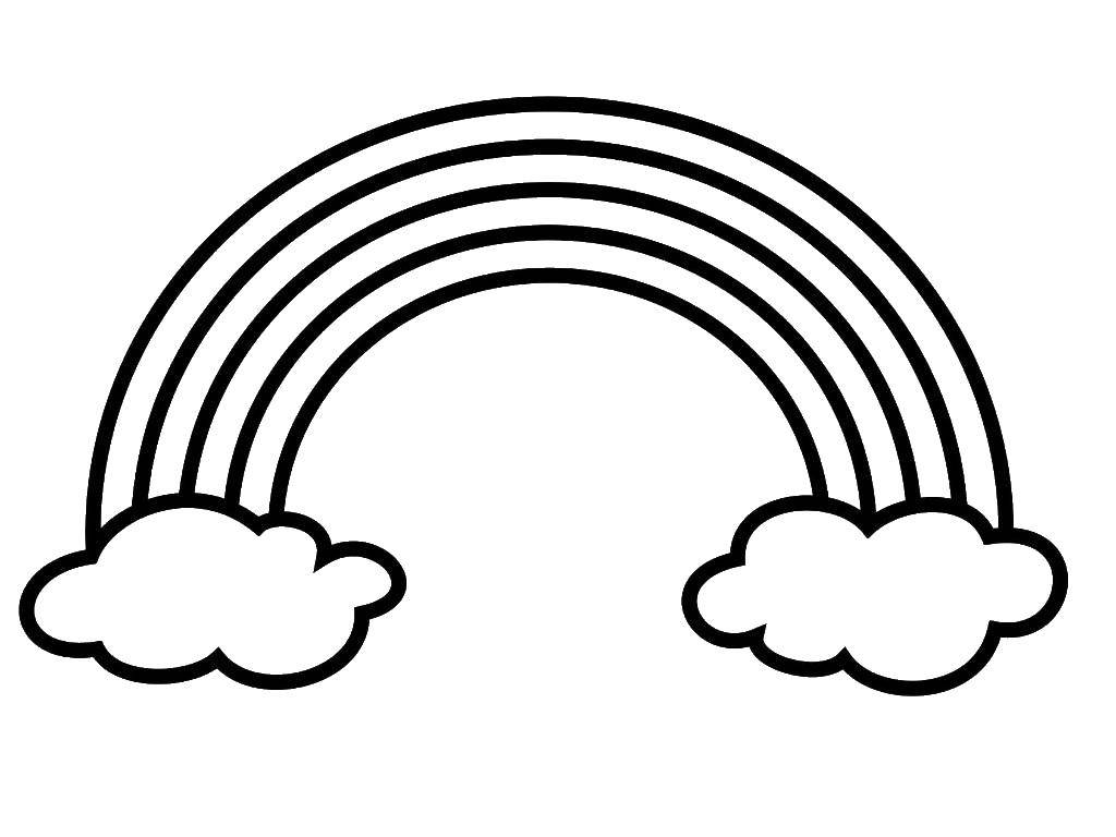 Название: Раскраска Радуга и два облачка. Категория: Радуга. Теги: радуга, облака.