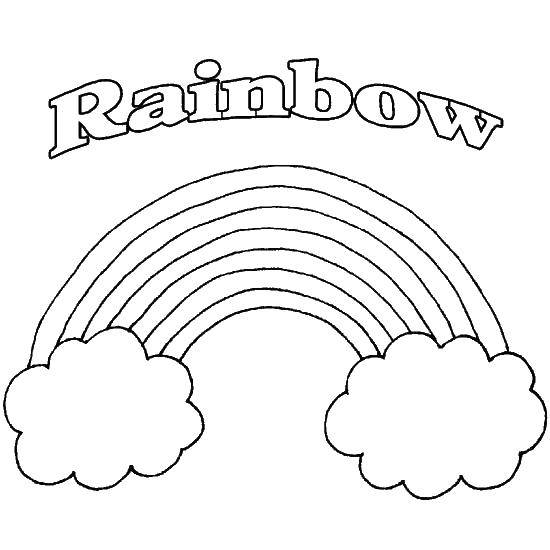 Coloring Rainbow, fluffy clouds. Category The rainbow. Tags:  Rainbow, clouds.
