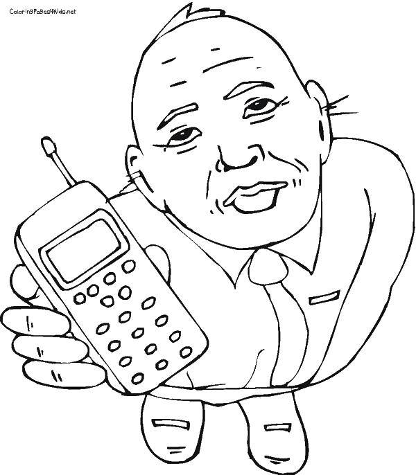 Название: Раскраска Человек с телефончиком. Категория: раскраски. Теги: Техника.