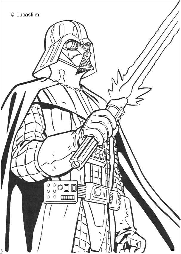 Coloring Darth Vader from star wars with a sword. Category spaceships. Tags:  Star Wars .