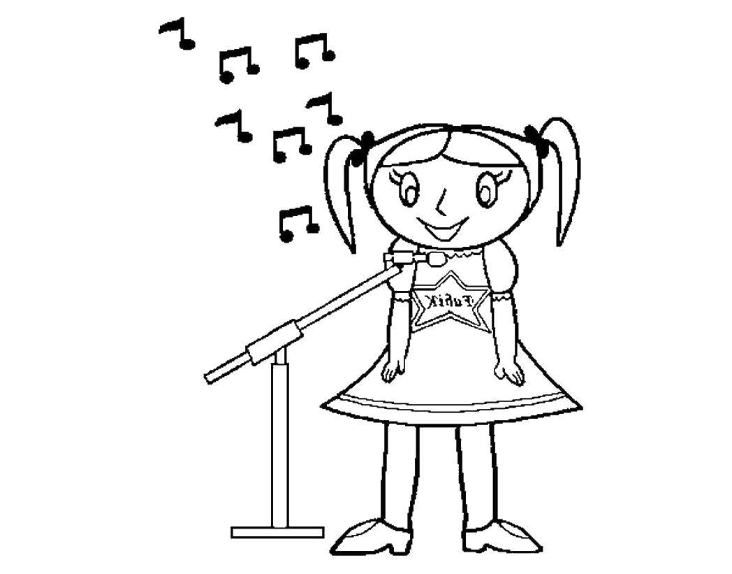 Coloring The girl sings on stage. Category For girls. Tags:  girl , song, stage.