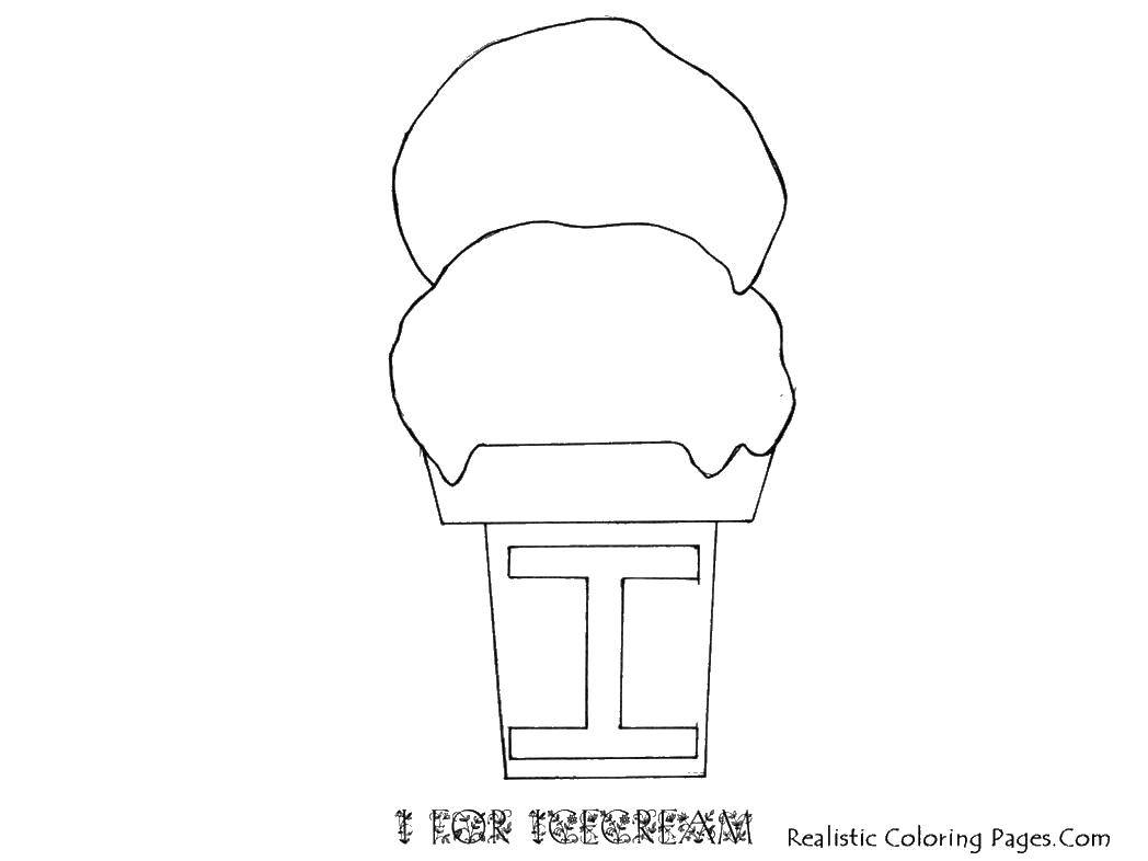 Coloring Two scoops of ice cream in the Cup. Category ice cream. Tags:  ice cream, a glass wafer.