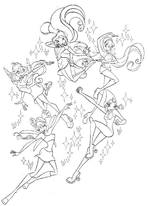 Coloring Winx fairies. Category For girls. Tags:  fairies winx.