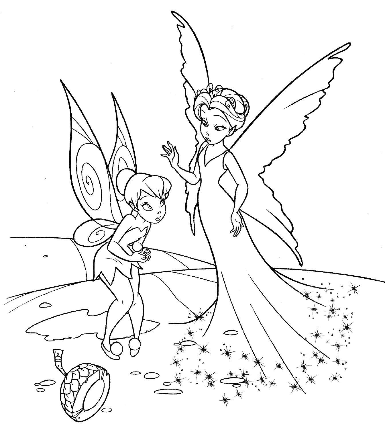 Coloring Tinker bell from disney fairies . Category Disney cartoons. Tags:  Fairy, tale.