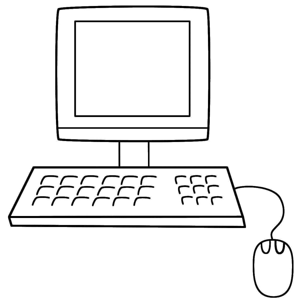 Coloring Keyboard, mouse and monitor. Category coloring. Tags:  Technique.