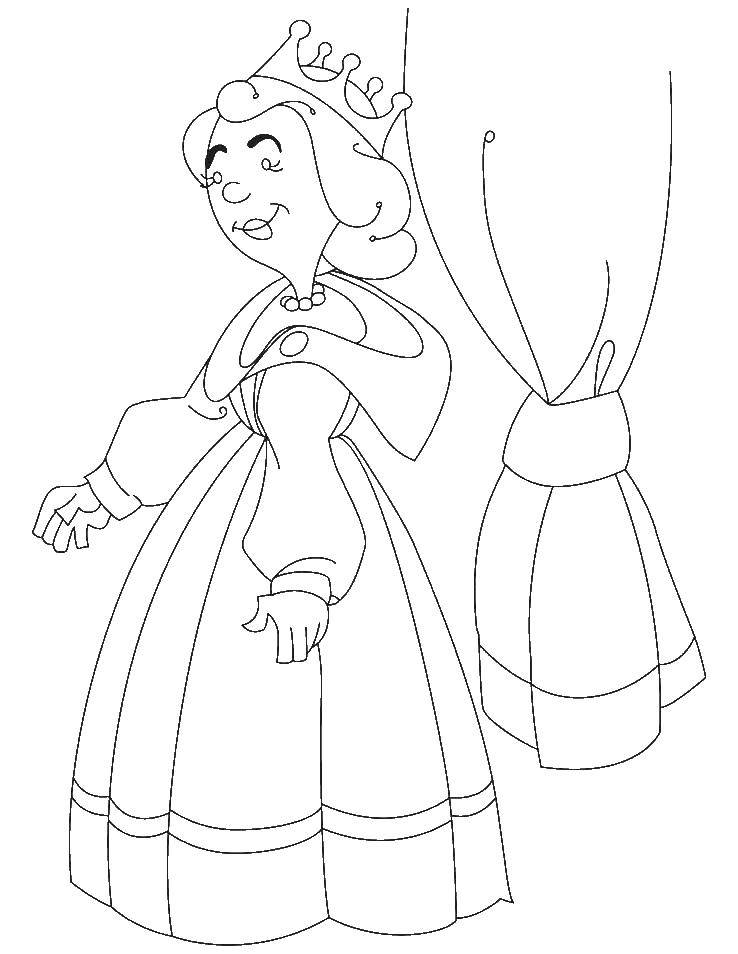 Coloring The Queen and blind. Category The Queen. Tags:  the Queen, curtain, crown.