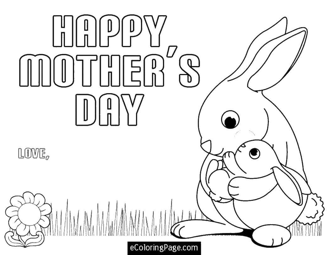 Название: Раскраска Крольчиха и крольчонок. Категория: кролик. Теги: крольчиха, крольчонок, цветок.